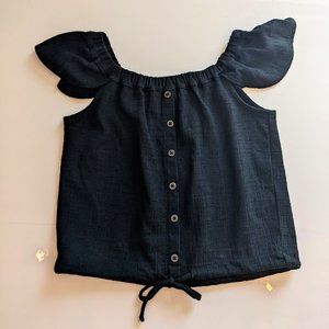 Madewell Black Off the Shoulder Crop Top Blouse